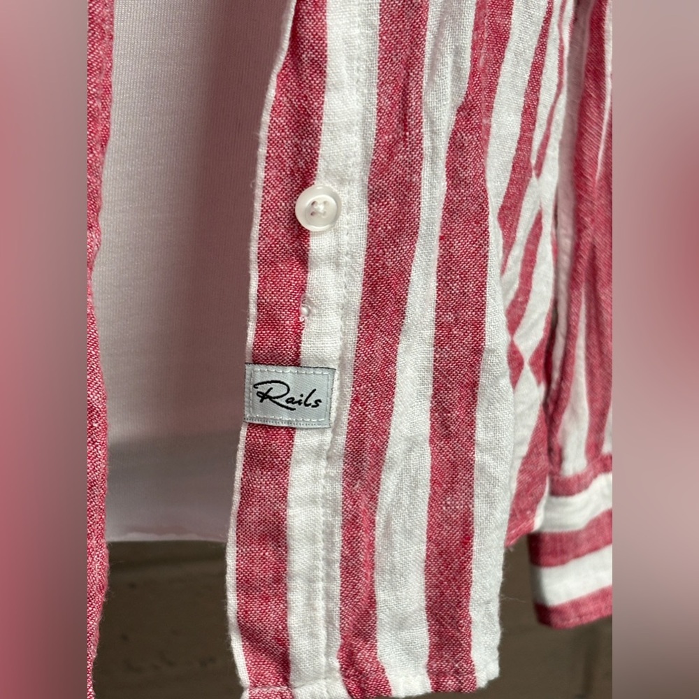 Rails Red & White Stripe Charli Shirt M - image 5